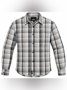 Tony Hawk Men’s XL Plaid Button Up Shirt Gray Black Long Sleeve Cotton Blend